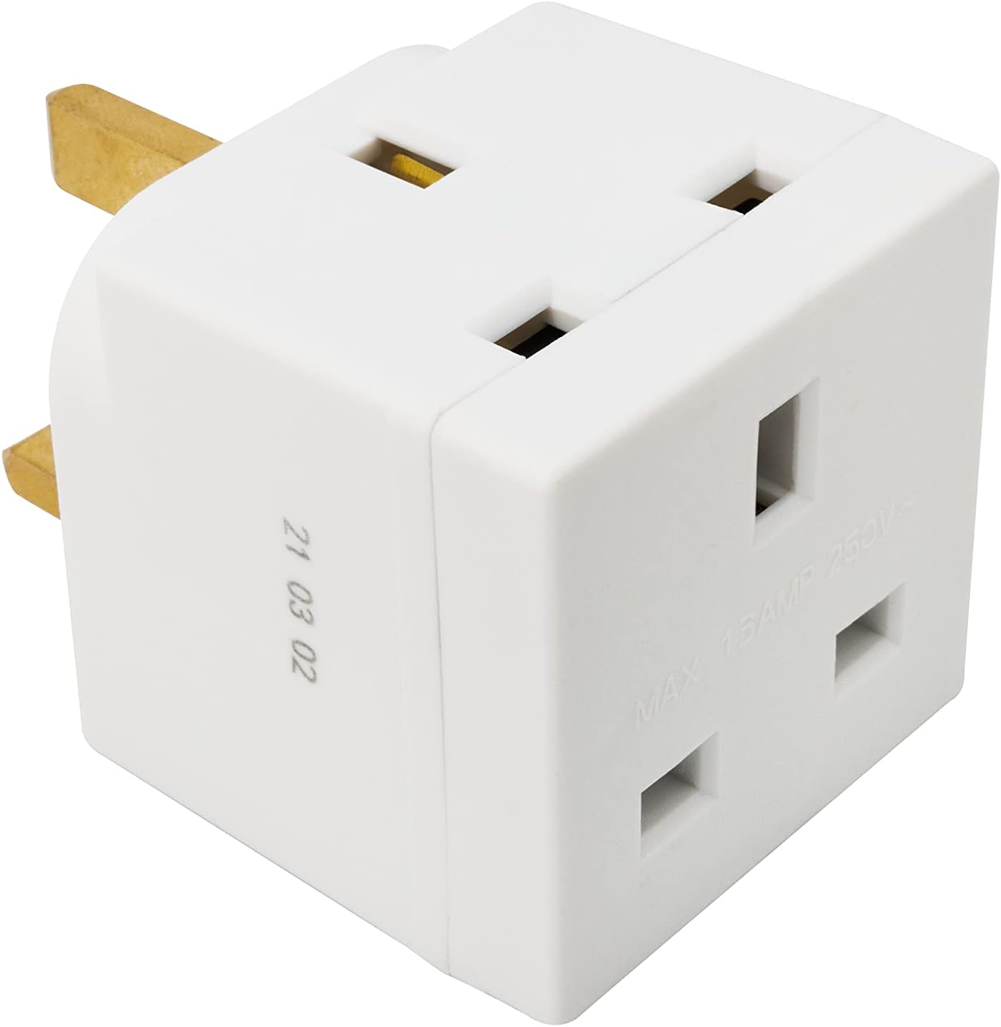 Swiss Edge 2 Way 3 Pin Power Adapter Plug Splitter - Cube Electric 13A Multi Wall Plug Extension Double Socket UK (Pack of 1)