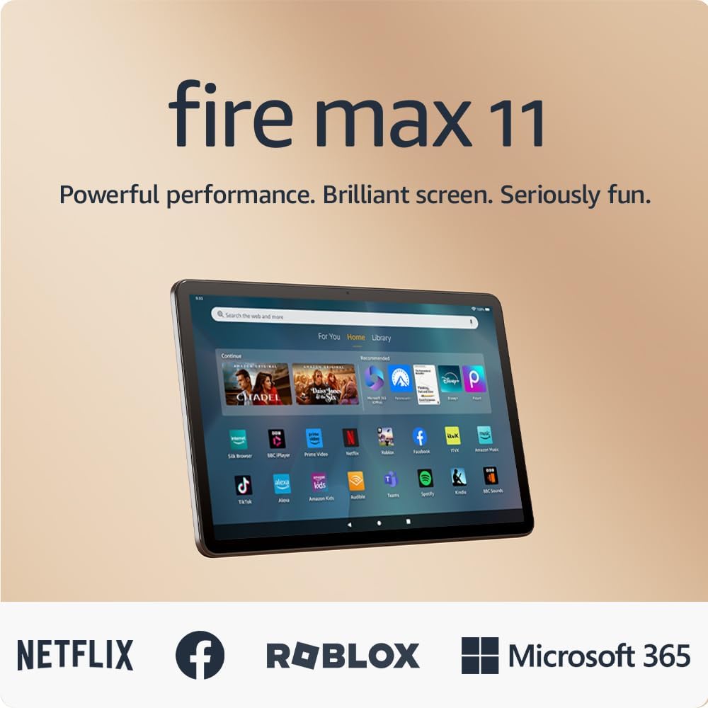 Amazon Fire Max 11 tablet (newest gen), our most powerful tablet yet, vivid 11" display, octa-core processor, 4 GB RAM, 14-hr battery life, 128 GB, Grey, with Ads