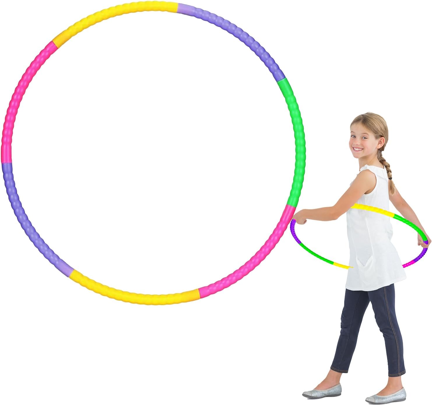 Adjustable Hula Hoop – 7-Section Detachable Weighted Fitness Hoop for Adults & Kids | Soft Foam Padded for Comfort | Easy to Assemble & Portable | Home Workout, Exercise & Weight Loss Training