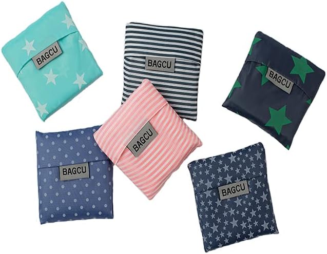 Cloth Tote Bags, Reusable, Foldable, Recycle for Shopping, Fits in Pocket, Eco Friendly for Groceries, Water Resistant, Lightweight, Strong & Durable Large (6Pack)