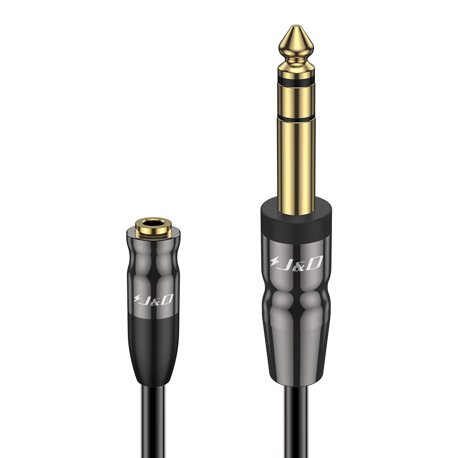 J&D 1/4 inch to 3.5mm Headphone Adapter, Heavy Duty Copper Shell Connecter Joint 3.5mm 1/8 inch Female TRS to 6.35mm Male TRS Stereo Audio Extension Cable, 2.7 Meter