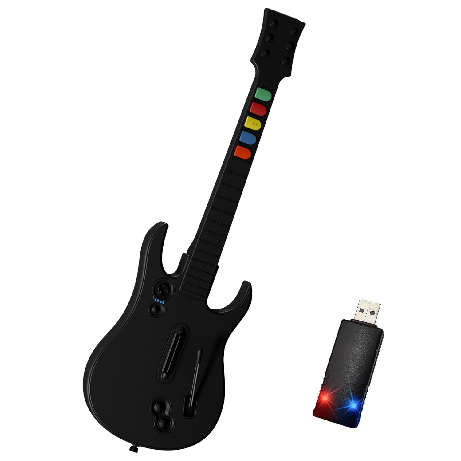 NBCP Wireless PC Guitar Controller -Clone Hero Guitar for PC with USB Dongle, 2.4G Rock Band/Hero III,World Tour Compatible, Plug & Play