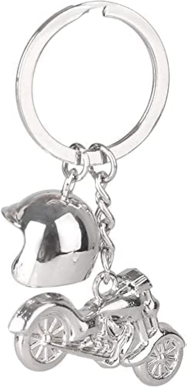 jeufun 3D Metal Keyring Motorcycle Helmet Key Rings Motor Keychain Metal Key Chain，3D Metal Motor Bike Gift for Men and Women