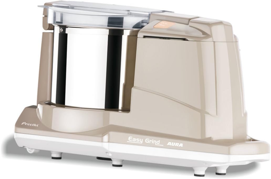 Preethi Easy Grind Aura Wet Grinder - Does Atta Kneading and Coconut scraping! Cylindrically grooved stones for effective grinding & it’s made up of Natural Black Stone!! FREE SHIPPING TO UK!