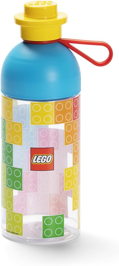 Room Copenhagen LEGO Hydration Bottle, Transparent Water/Hydration Bottle, 500 ml, mix colors with Iconic LEGO graphics (easy to fill with ice)