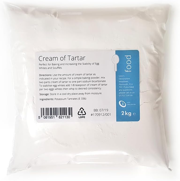 Intralabs Cream of Tartar for Baking & Playdough, Pure Food Grade Powder, 2kg