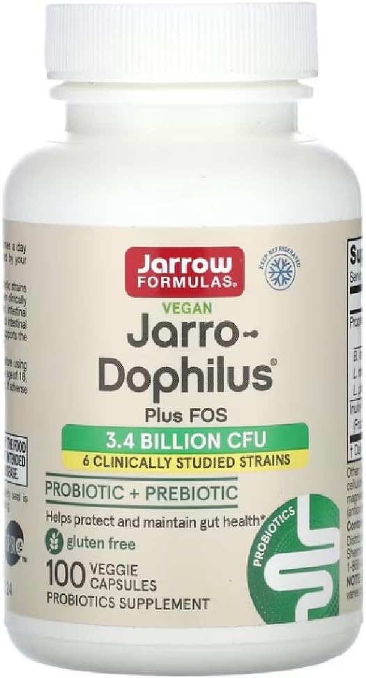 Jarrow Formulas - Jarro-Dophilus + FOS | Probiotic Support for intestinal Flora - 100 Capsules