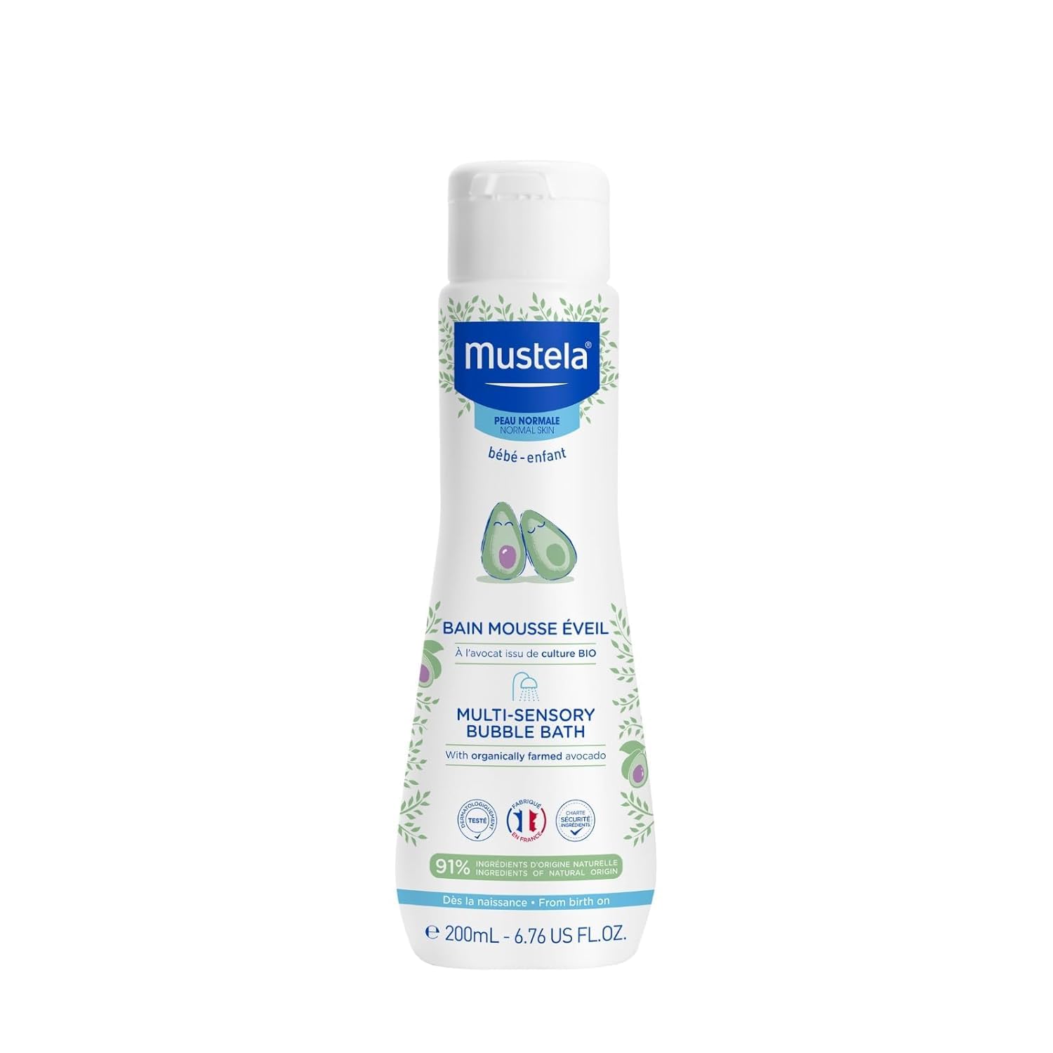 Mustela Baby Multi-Sensory Bubble Bath with Natural Avocado – Biodegradable Formula - 6.76 oz. – Packaging may vary