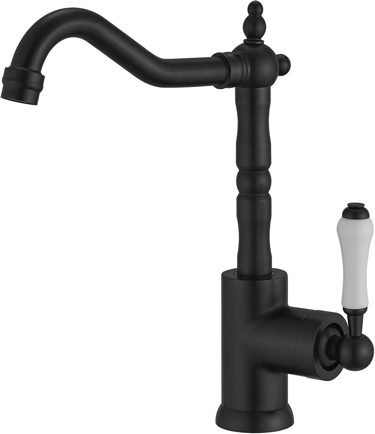 Kitchen Sink Faucet Black, 360 Swivel Spout Faucet, Single Handle Single Hole Deck Mounted, Bar Sink Faucet, Mixer Tap Matte Black