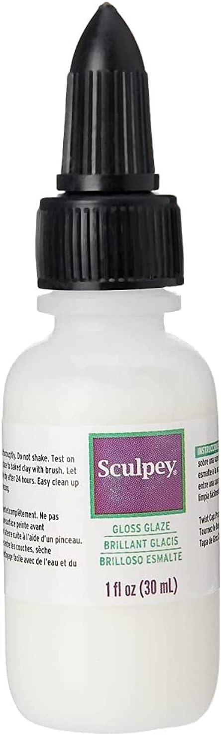Sculpey® Gloss Glaze, Non Toxic, 1 fl oz. bottle with precise flow twist cap. Will add a glossy finish to your baked polymer oven-bake clay creations!