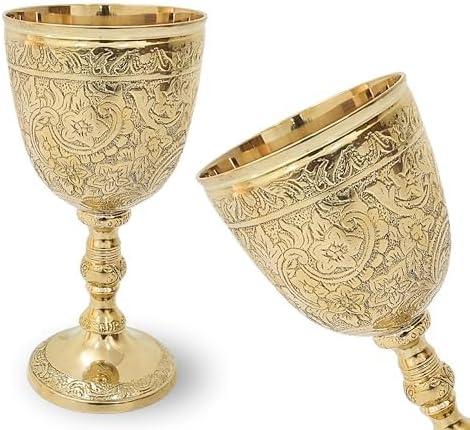 Chalice Goblet Solid Brass Vintage Golden Roman Cup of King Arthur Drinking Wine Goblet Brass Vintage Chalice Goblet Wine Cups of King Arthur - Renaissance Medieval Gift. (1)