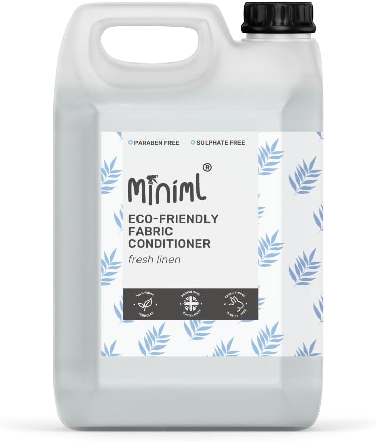 Miniml Eco Fabric Softener & Conditioner 5L Refill - Fresh Linen Scented All Natural Fabric Softener for Sensitive Skin - 100% Vegan & Cruelty Free (250 Washes)
