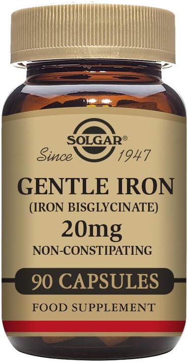 Solgar® Gentle Iron (Iron Bisglycinate) 20 mg Vegetable Capsules - Pack of 90,packaging may vary