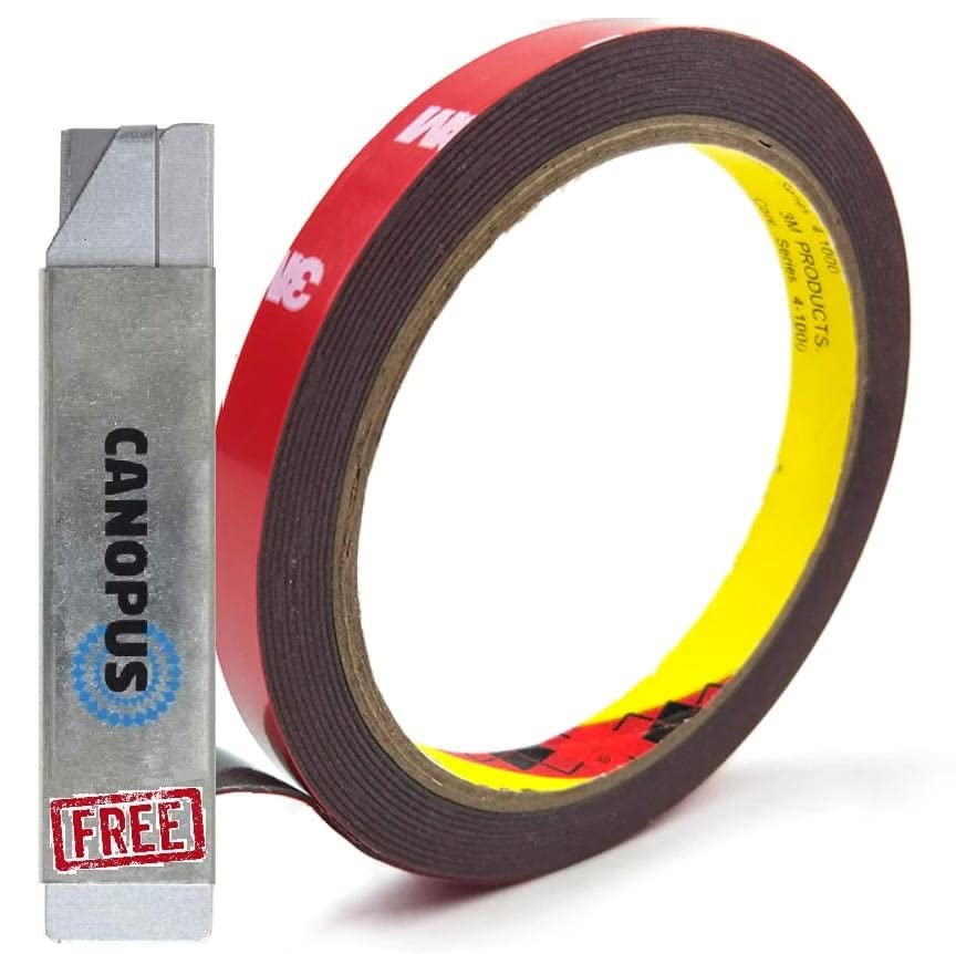 CANOPUS 3M Double Sided Tape 5mm x 3m Heavy Duty Waterproof for Automotive, LED Strips, Indoor & Outdoor Mounting