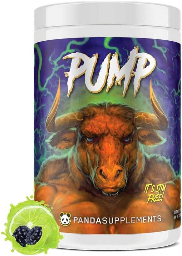 Underground Bio Labs Panda Supps Pump, Pre-Workout, No-Clump Formula w/10G L-Citrulline Malate, Alpha GPC, Lions Mane,CognatiQ™, VasoDrive-AP® 40 Scoops (BlackBerry Lime)