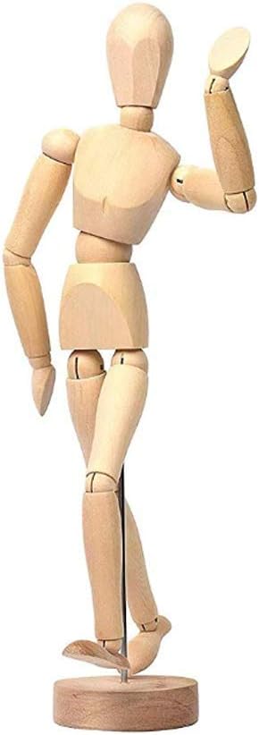 8 Inch Artists Wooden Manikin Flexible Body Joints Human Figure Puppet Model Wood Male Mannequin Doll Ornament Stand for Home Office Desk Decoration Sketching Drawing Painting Supplies Gift