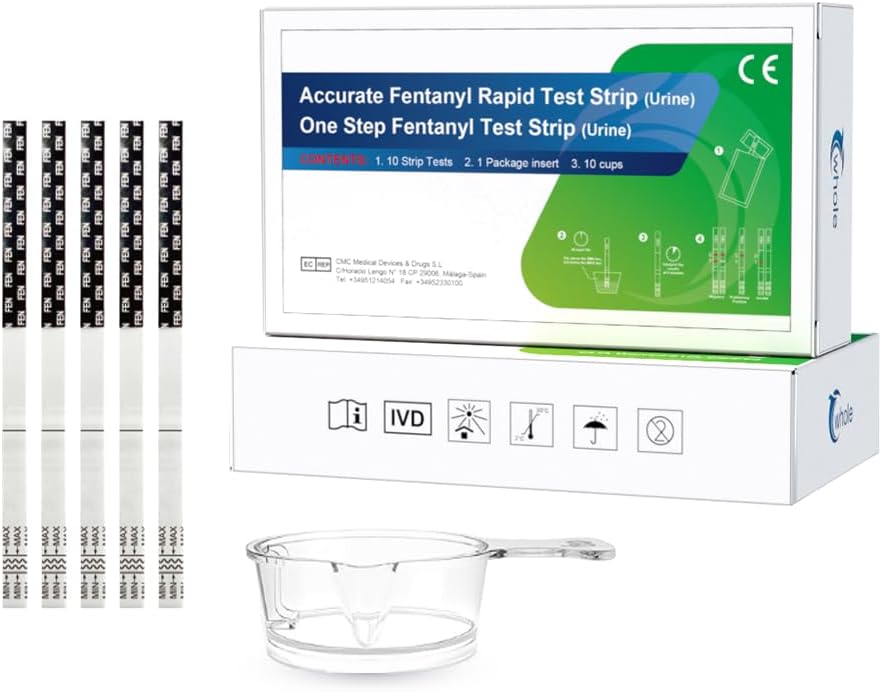 10 Packs Fentanyl Test Strips for Rapid Detection Drug Testing -5.0mm Width in High Sensitivity 1ng/ml & Rapid Result