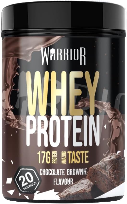 Warrior Whey Protein Powder 500g - Up to 36g* Protein per Shake – Low Sugar - Muscle Growth and Recovery Drink - Amazing Taste - 20 Servings - GMP Certified (Chocolate Brownie)