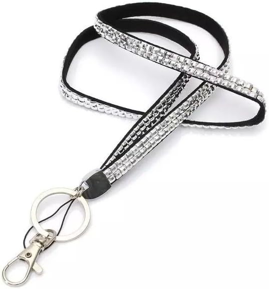 Audew Strap Lanyard Bling Rhinestone Crystal Custom for ID Badge Key Ring Holder