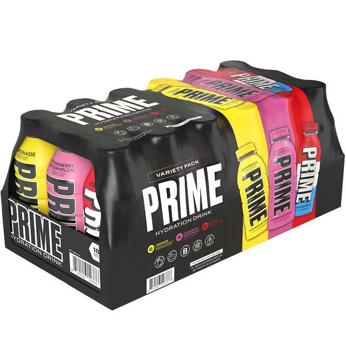 Prime Hydration Drink, Variety Pack ( ICE POP, STRAWBERRY WATERMELON, LEMONADE), 16.9 fl oz, 18 ct