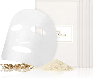 I'm from Rice Sheet Mask Pack of 5, 60% Korean Rice Face Mask, Creamy Hydration for Dry, Combination Skin, Moist, Milky Essence, Biodegradable, Vegan, Hypoallergenic, 20ml