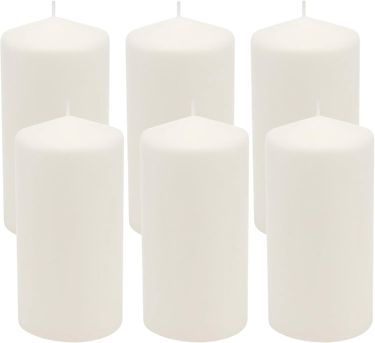Stonebriar Unscented White Tall Pillar Candles, 65 Hour Burning Candle Pillars, Perfect for Decor, Weddings, Emergencies 3" X 6", 6 count
