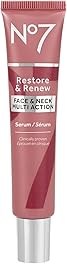 No7 Restore & Renew Multi-Action Face & Neck Serum - Anti Aging Serum for Deep Wrinkle Repair - Collagen Infused Face Serum with a Hydrating Blend of Hibiscus Peptides & Hyaluronic Acid (1 Fl Oz)