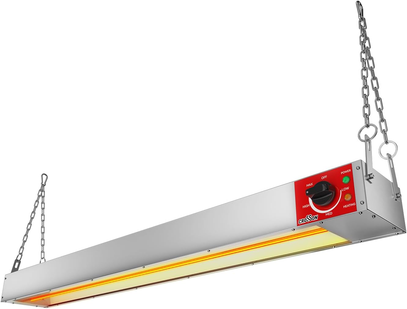 CROSSON 48 Inch Food Heat Lamp Overhead Strip Heater with German EGO Thermostat,Commercial Hanging Heating Lamp for Food Warming,Suspended Chain and Undermount Brackets,1200W