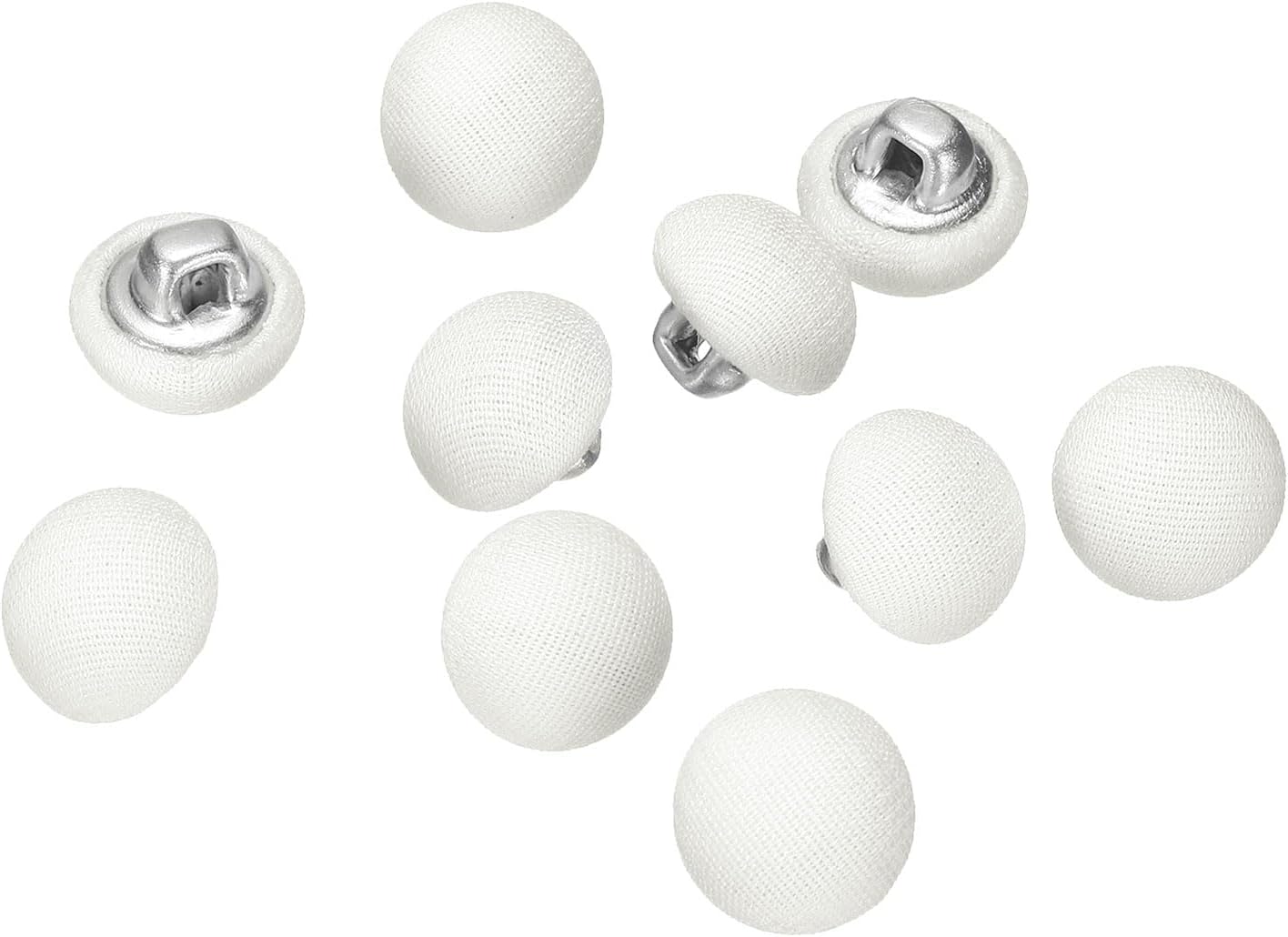 HARFINGTON 10pcs 16L Fabric Cloth Covered Button 10mm 3/8" Metal Shank Round Sewing DIY Buttons Craft Replacement Button for Sewing Clothing Suits Coats Blouses Sweaters, Cream White