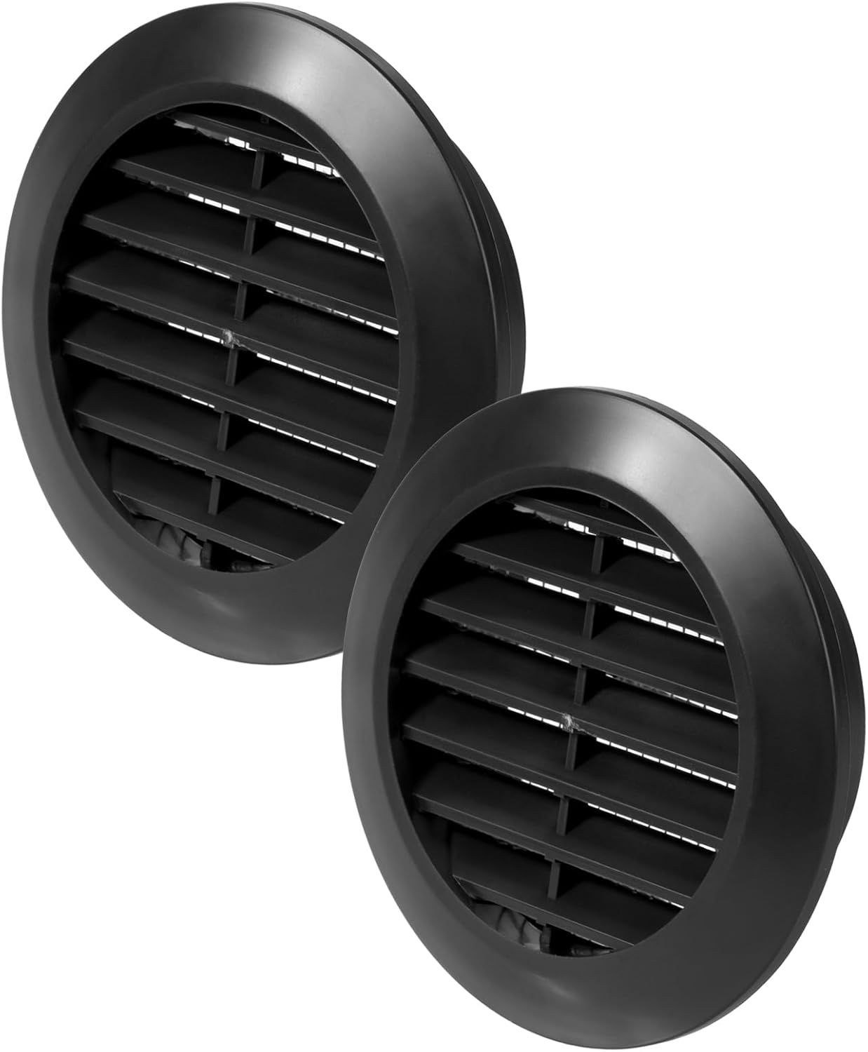 Vent Systems 60 mm / 2.36" Inch - Pack of 2 Black Door Air Register - Ventilation Grille - Indoor Vent Grates - Bathroom, Cabinet, Garage Through The Door Vent Cover