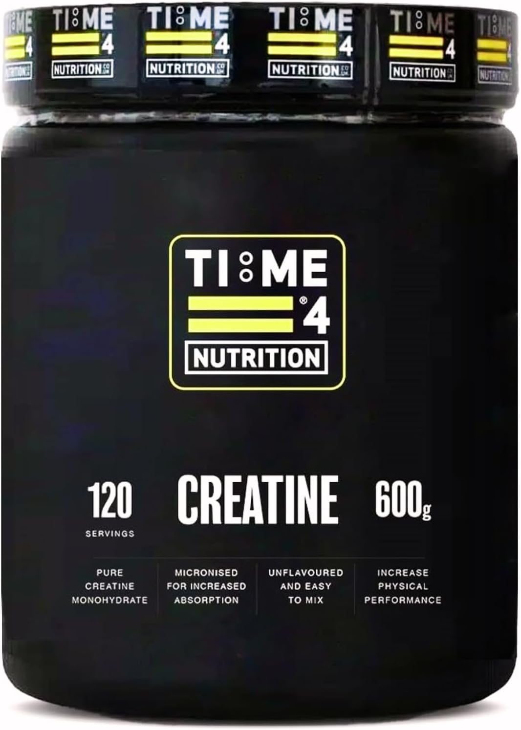 Time 4 Creatine Powder 600g - 120 x 5g Servings - Micronised Creatine Monohydrate Powder, Unflavoured 100% Pure Premium Grade Creatine Monohydrate, Easy to Mix, Vegan Friendly, Gluten Free, No Filler