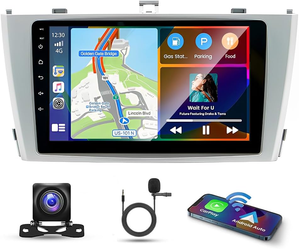 9 Inch 2 Din Car Stereo for Toyota Avensis 2009-2015 Android 14 IPS Touch Screen Car Radio Receiver w/Wireless Carplay Android Auto GPS Navi Bluetooth Wifi HiFi BT SWC FM AM Backup Camera Mic, 2+32G