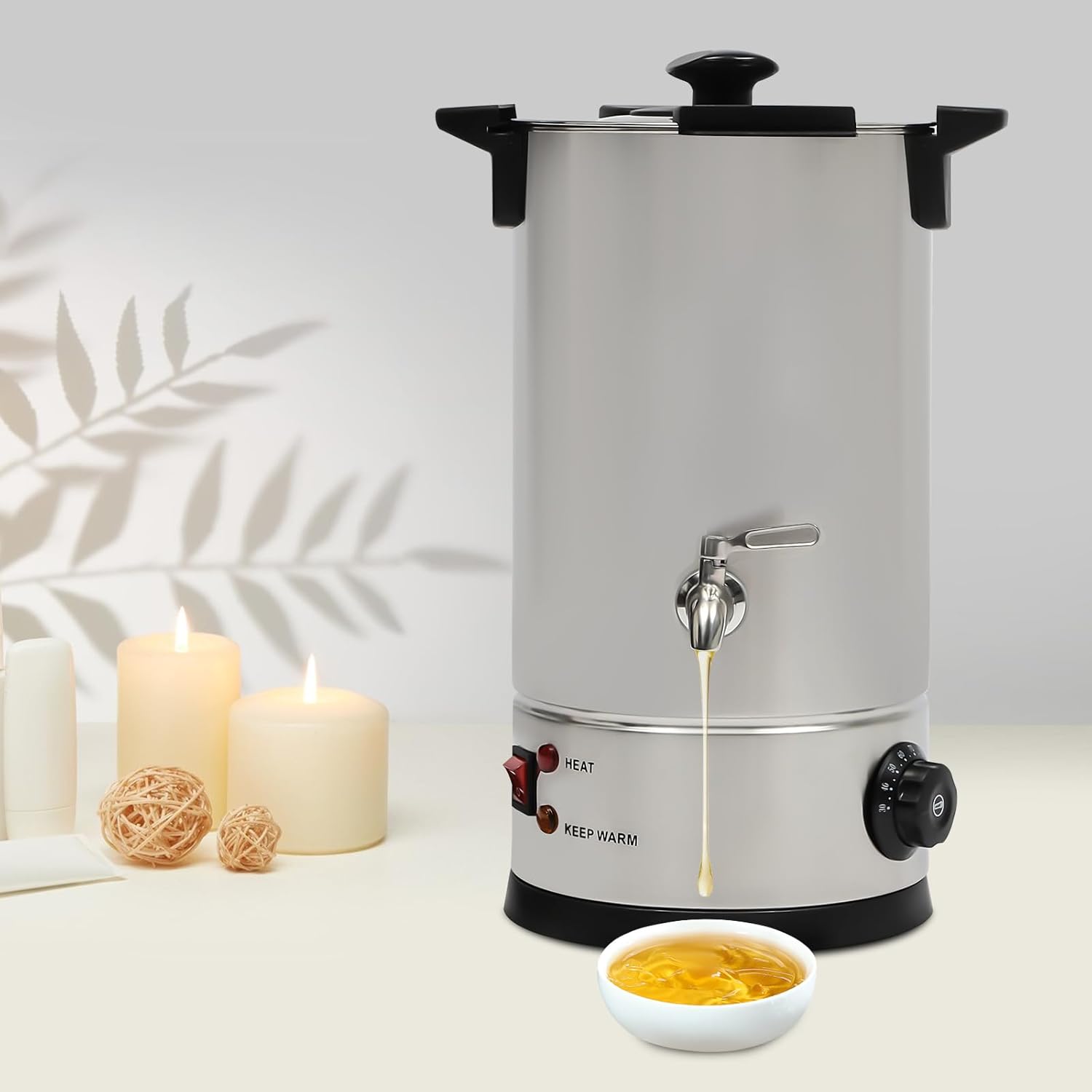 10L Wax Melter Candle Melting Pot W/Quick Pour Spout Temperature Control For Making Electric Machine for melt soy wax paraffin wax etc many kinds of waxes and beeswax processed in beehives 1800W