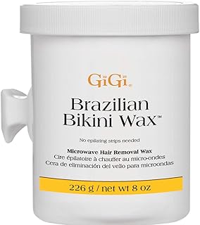 GiGi Brazilian Bikini Wax Microwave Formula, Painless, Residue-Free Hard Wax for Coarse Hair, Perfect for Sensitive Areas, 8 oz, 1-pack