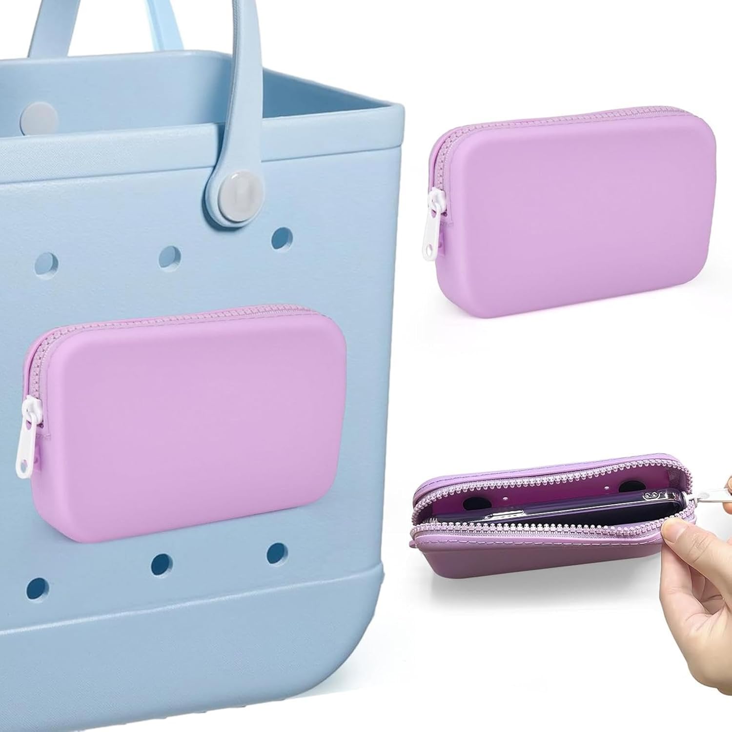 Silicone Phone Holder for Bogg Bag, Waterproof Insert Wallet, Accessories, Phone Attachment for Rubber Beach Tote, Pouch