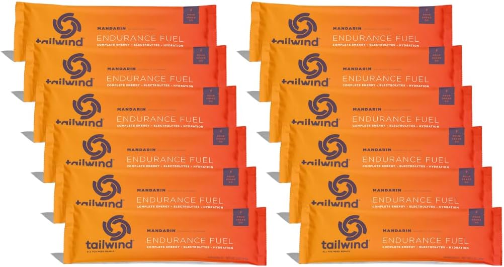Tailwind Nutrition Endurance Fuel, Sports Drink Powder Single Serving with Electrolytes, Non-GMO, Free of Soy, Dairy, and Gluten, Vegan-Friendly, Mandarin Orange, Pack of 12