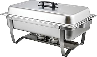 Winware Winco C-4080 w/Hinged Lid & Chafing Fuel Heat Chafer, 8 Quart (Full Size), Silver