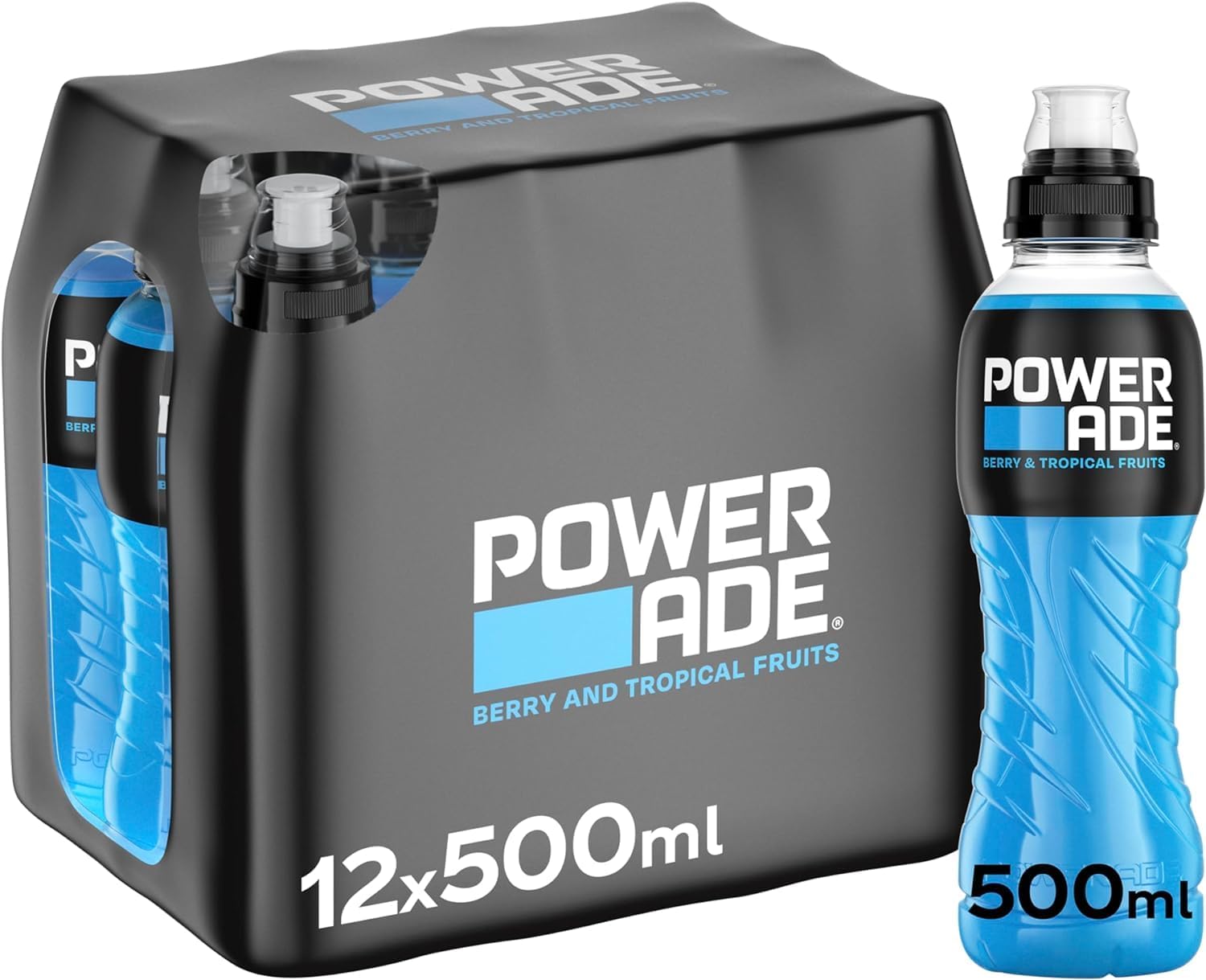 Powerade Berry & Tropical | 12 X 500ml | Great Tasting With Low Calorie | Isotonic Sports Drink For Hydration & Performance | GMO, Gluten, & Allergen-Free | Sold by Essential Products