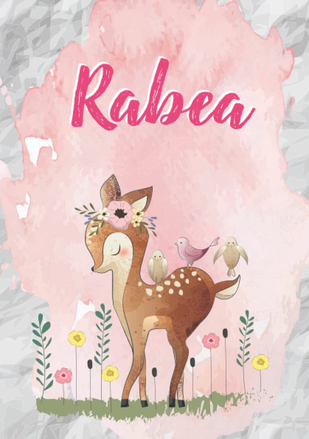 Rabea: Notizbuch A5 | Personalisierter vorname Rabea | Geburtstagsgeschenk für Frau, Mutter, Schwester, Tochter | Niedliche kleine Hirsche | 120 Seiten liniert, Kleinformat A5 (14,8 x 21 cm)