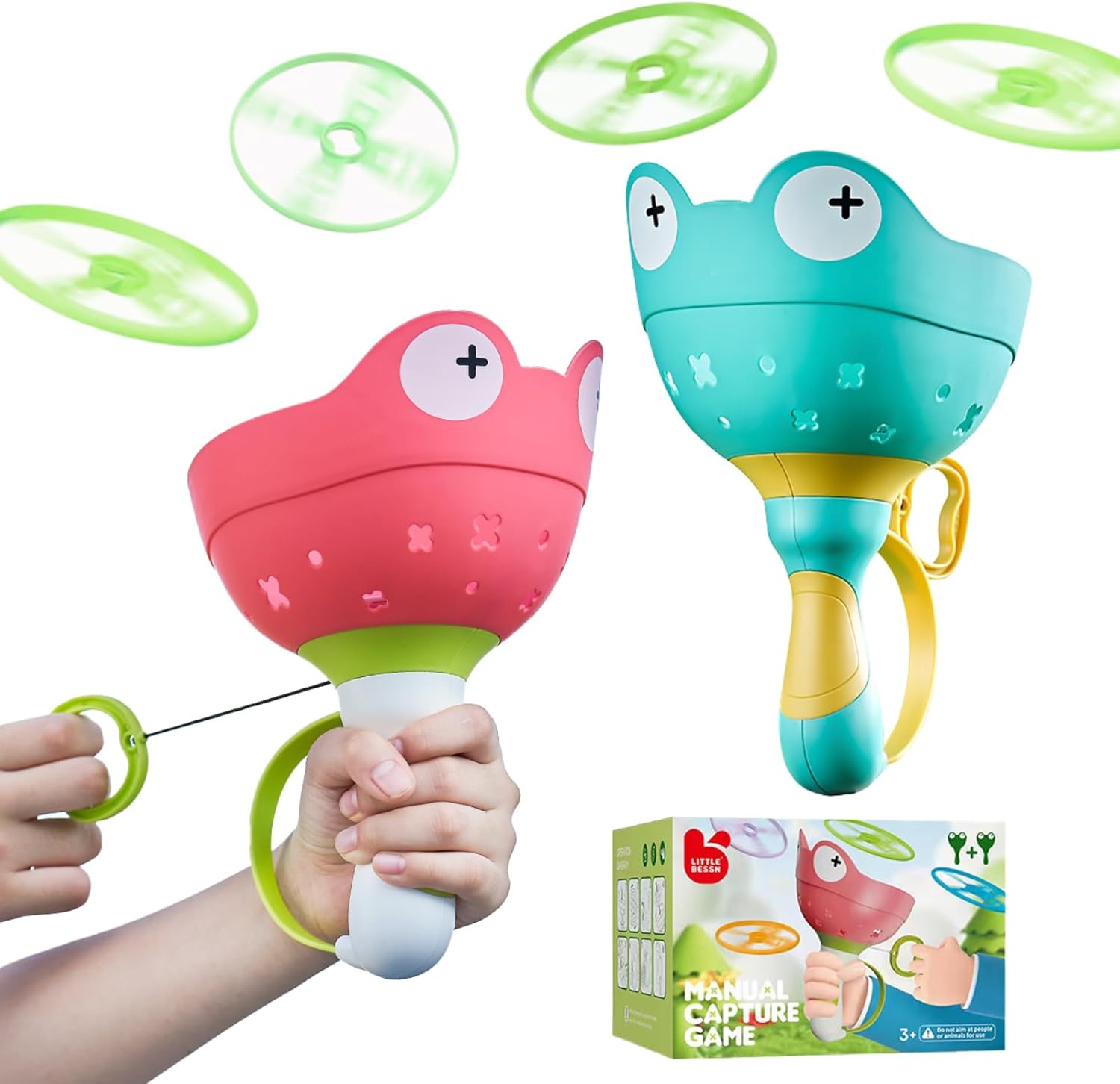 2-Pack Flying Disc Launcher Toy for Kids - Fun Outdoor Toys with 12 Discs, Backyard & Spring Outdoor Games, Fun & Safe Yard Toys for Children's Active Play