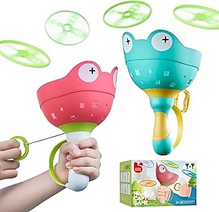 2-Pack Flying Disc Launcher Toy for Kids - Fun Outdoor Toys with 12 Discs, Backyard & Spring Outdoor Games, Fun & Safe Yard Toys for Children's Active Play