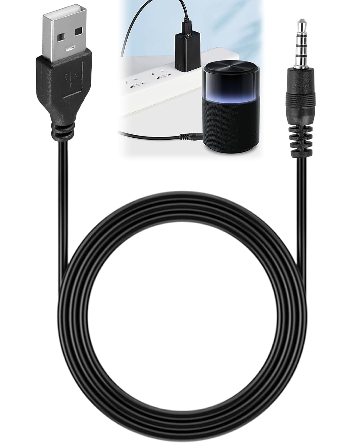 3.5mm Aux Audio Jack Cable Adapter to USB 2.0 Male, 3.28FT/1M Universal Fast-Charge USB to 3.5mm Audio Jack Adapter for PC, Laptop, Car Stereos, MP3 Players, Headphones, Speakers, Video Recorders