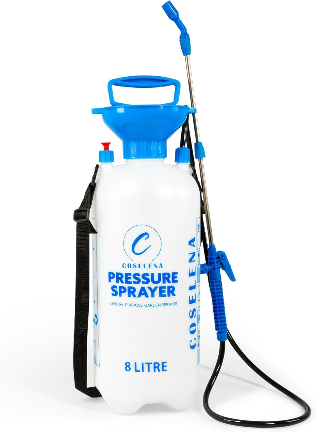 8L Garden Sprayer – High-Pressure Sprayer with Adjustable Nozzle & Carry Strap – Durable Weed Killer Sprayer Pump & Multipurpose Spray Bottle for Plants, Patio, and Lawn Care