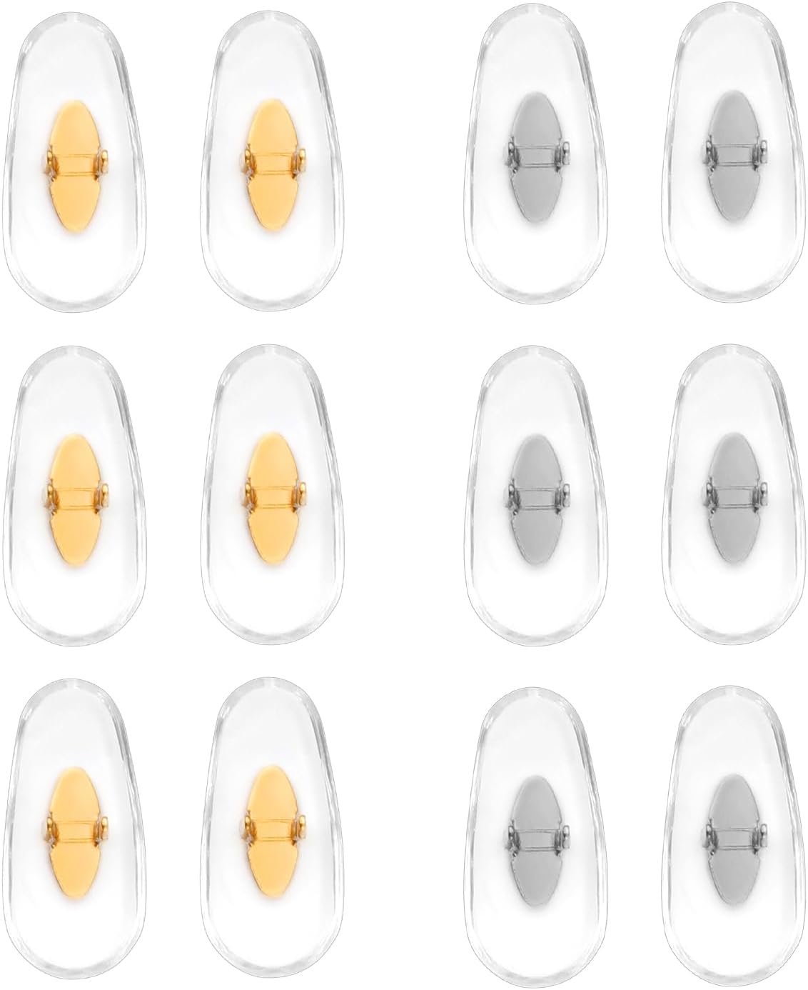 6 Pairs Replacement Nose Pads, Replacement Nose Pads for Ray Ban Clip-on Soft Nose Pads Sunglasses Repair Kits for RayBan Aviator RB3025 3026 RB3030 RB3211 RB3362 RB3625 (Gold+Silver)