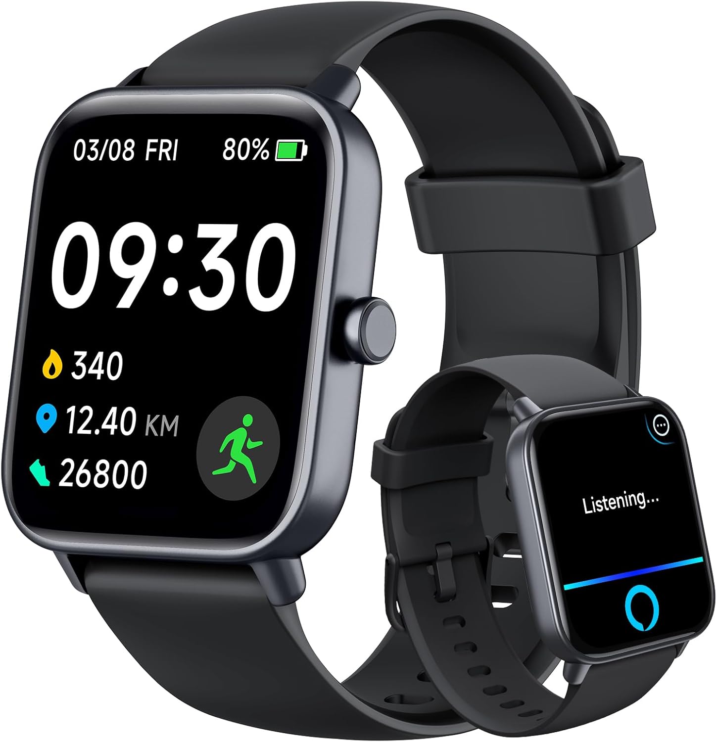 Smart Watches for Men for Android & iPhone, Alexa Built-in, 1.8" Smartwatch with Heart Rate/SpO2/Sleep/Stress, IP68 Waterproof Fitness Tracker with Bluetooth Call (Answer/Make), 100+ Sports Modes