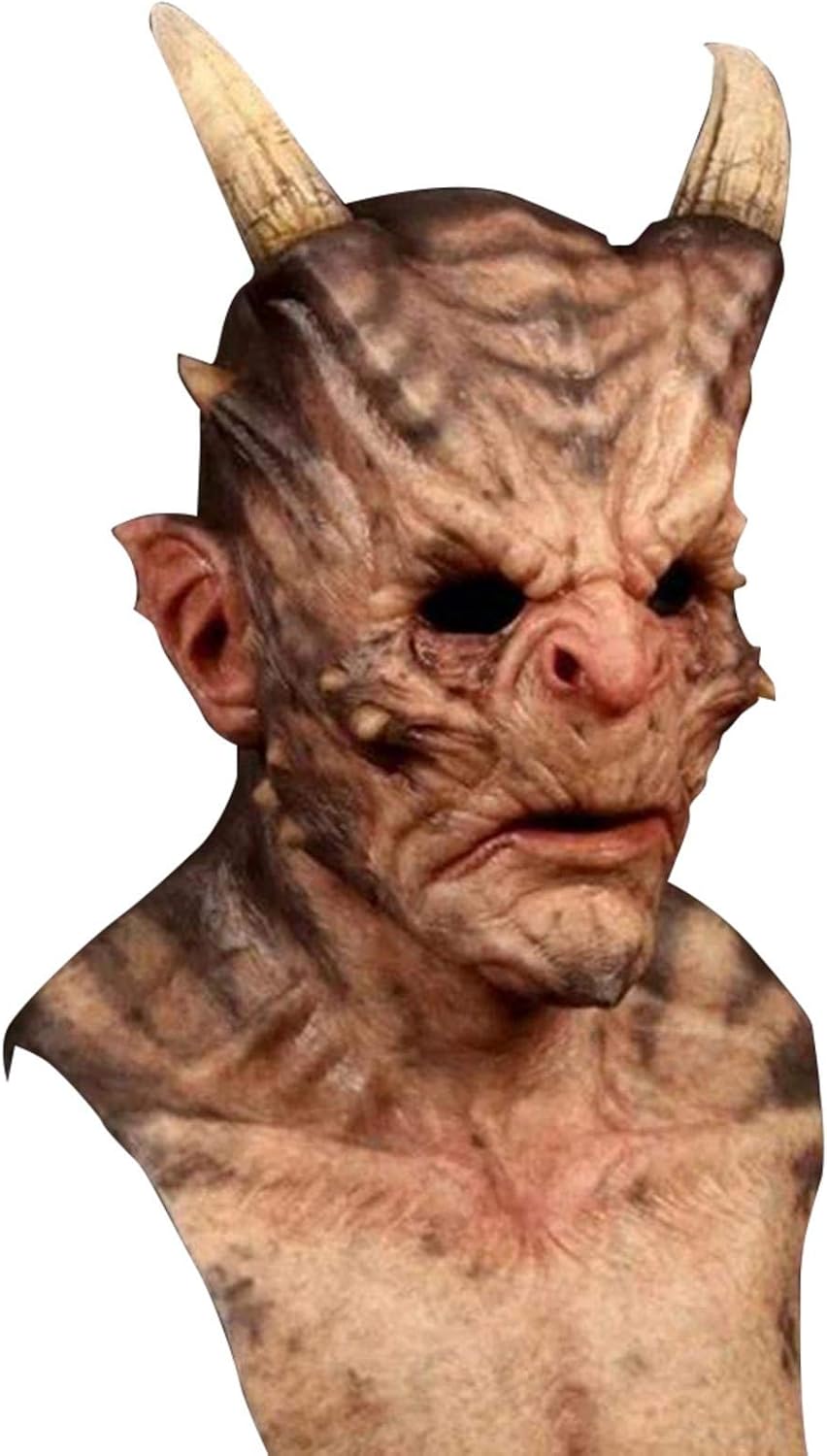 danio Realistic mask, adult Halloween luxury latex full head horns warcraft mask, cosplay decoration mask for Halloween, Christmas, Easter