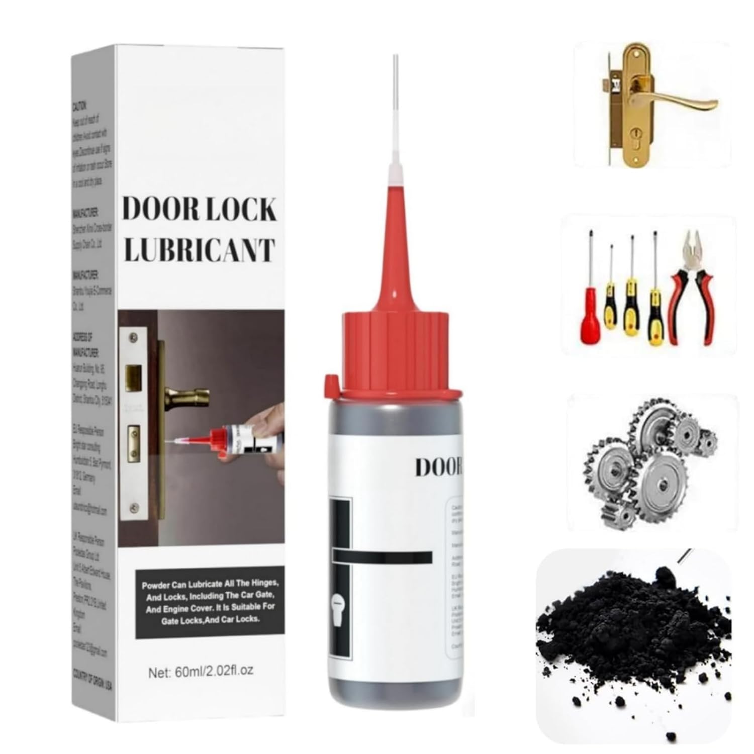 Lock Lubricant Gra-phite Spray,Gra-phite Spray For Locks,Door Lock Lubricant,Gr-aphite Powder For Locks,Dry Lube Door Hinge Oil,Multipurpose Grap-hite Powder,Keys,Doors And Window Tracks,60 ML
