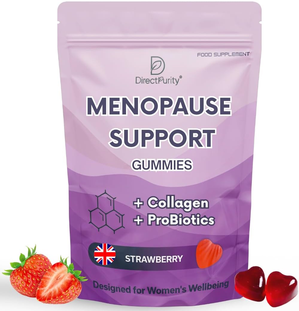 Menopause & Perimenopause Support Gummies with Collagen & Probiotics – Sage, Red Clover, Ashwagandha, Lions Mane, Biotin & Hyaluronic Acid – Vitamin B6, D3, C, Zinc & Magnesium – 60 Gummies