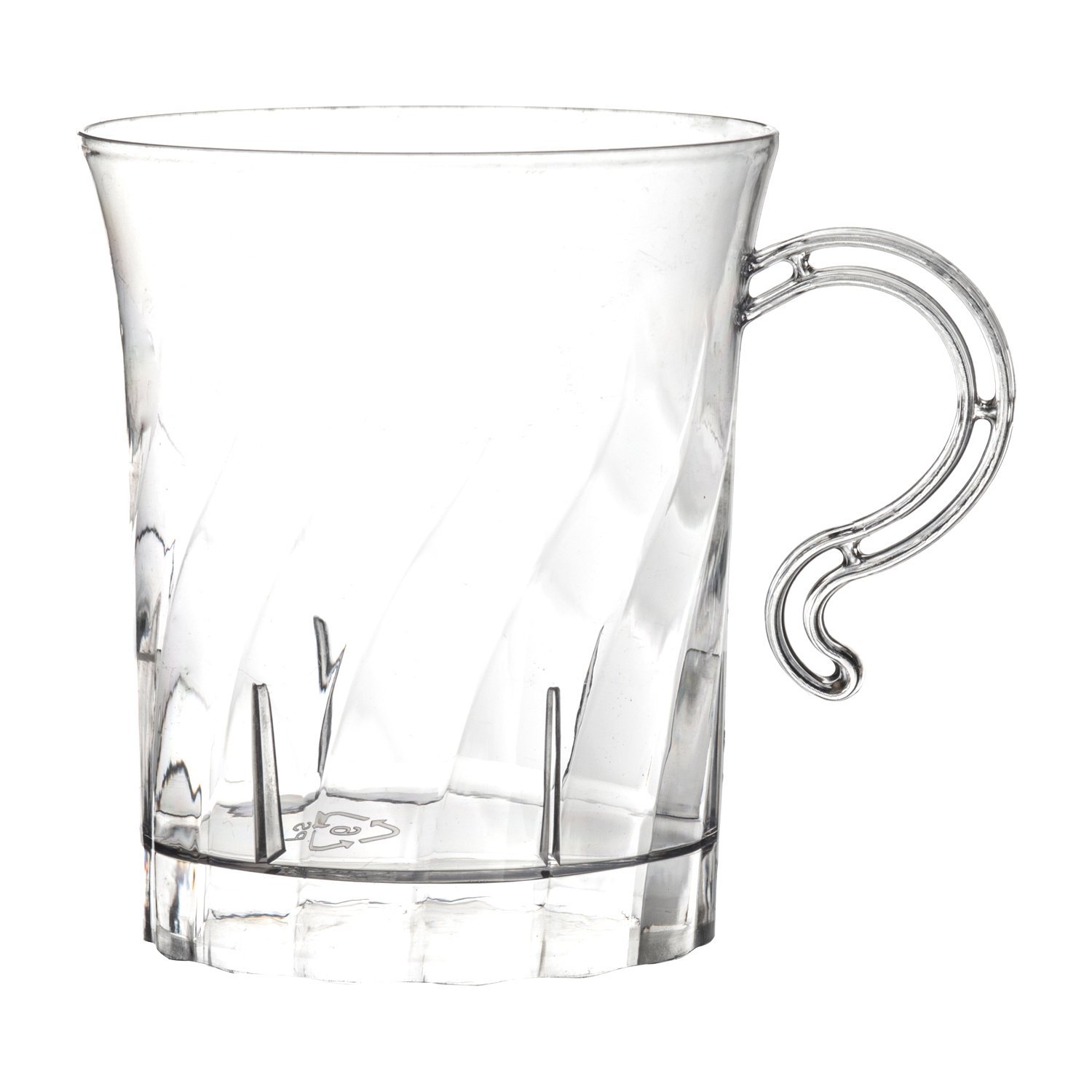 Party Essentials Elegance Plastic Coffee Cup/Tea Mug/Punch Cup w/Handle, 40 Count, 8-Ounce, Clear