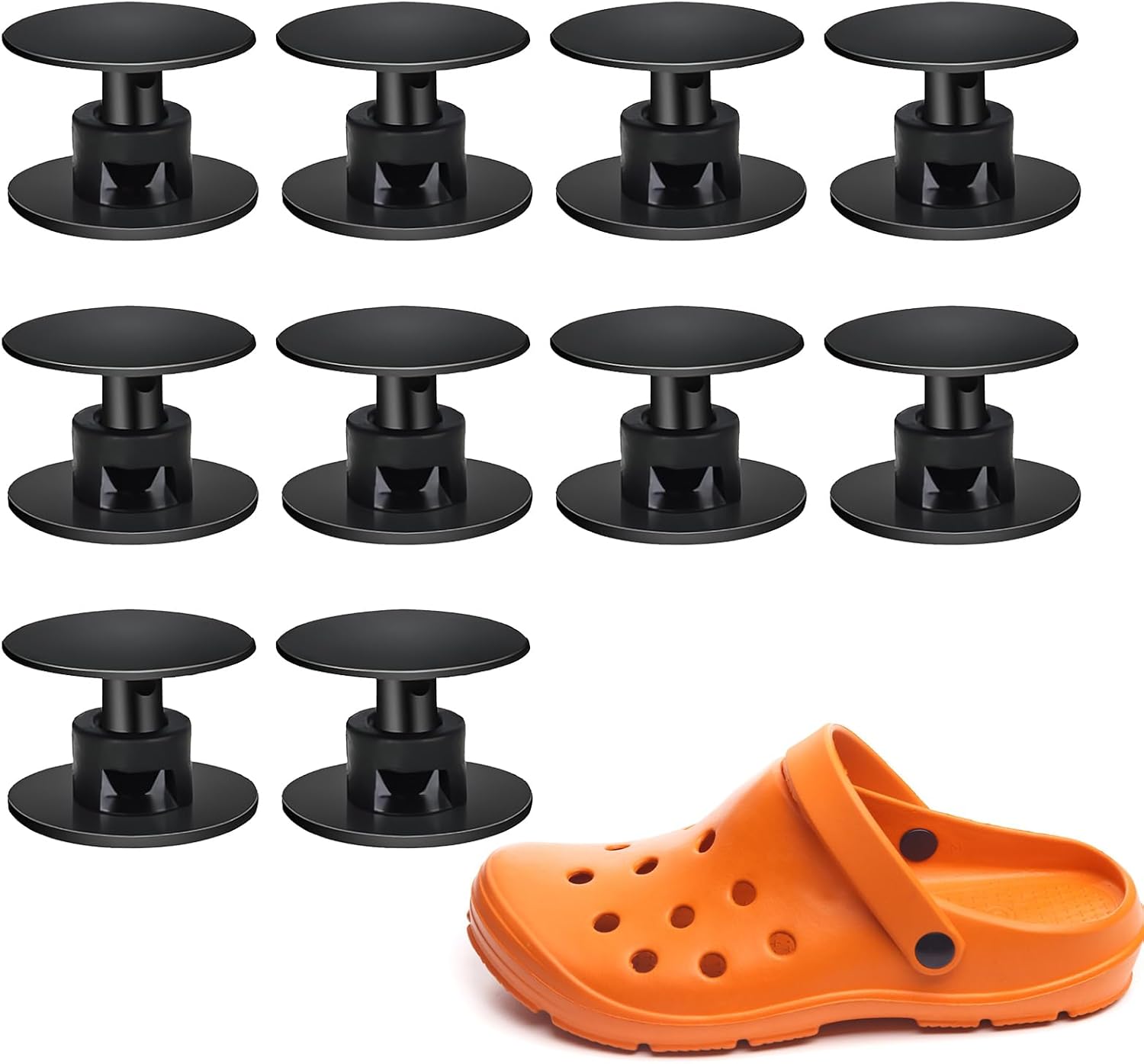 Strap Rivets, 10 Pcs Black Push in Screw Button, Plastic Shoes Charm Rivets, Replacement Parts Accessories for Garden Shoe Flower Shoe Fixed Shoe Buckle Repair Upgrade (16mm)